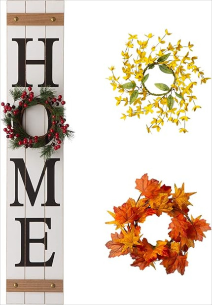 Click for more info about Glitzhome Welcome Sign for Front Door Porch Rustic Farmhouse Wooden Hanging Wall Sign with 3 Inte...