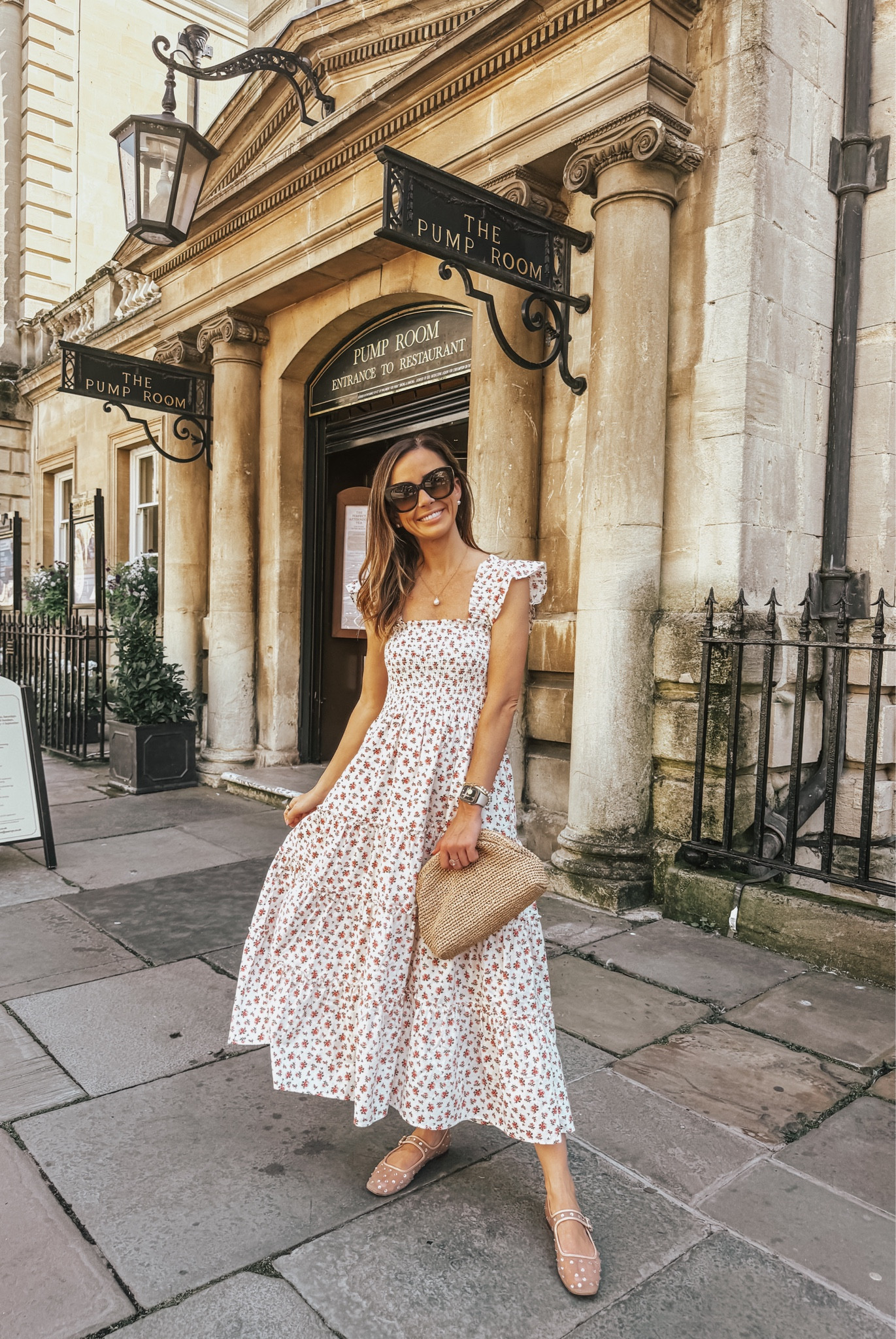 floral smocked midi dress