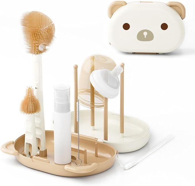 Travel Baby Bottle Brush Kit, Travel Size Baby Bottle Drying Rack Kit with Silicone Bottle Brush,... | Amazon (US)