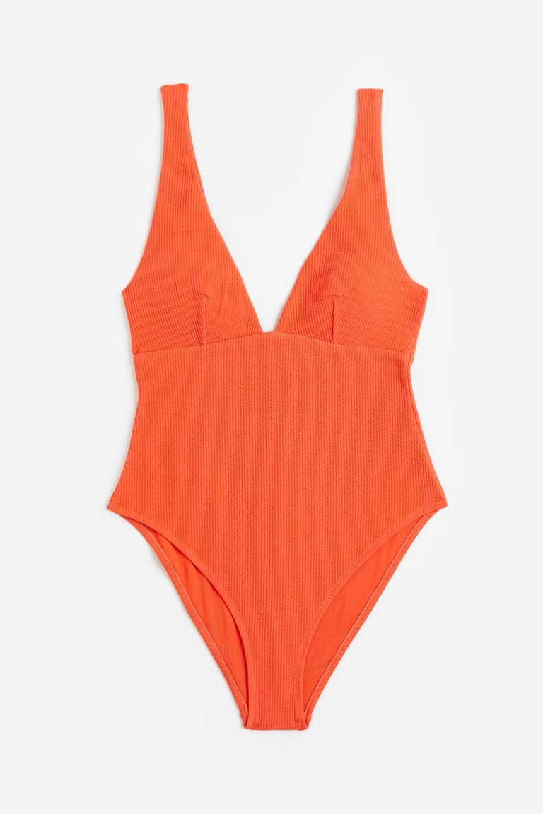 High Leg Rib Swimsuit - Bright red - Ladies | H&M AU | H&M (AU)
