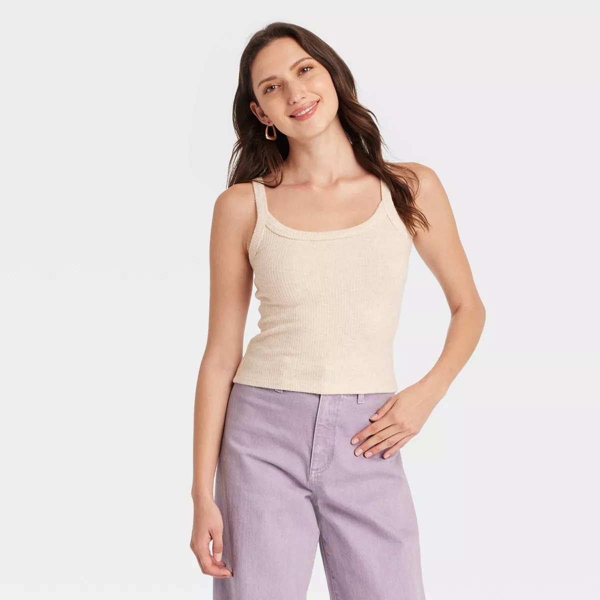 Women's Rib Tank Top - Universal Thread™ Oatmeal L | Target