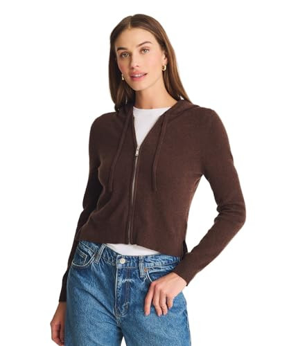 NAADAM, Signature Cashmere Cropped Zip Up Hoodie, Chocolate, XS | Amazon (US)
