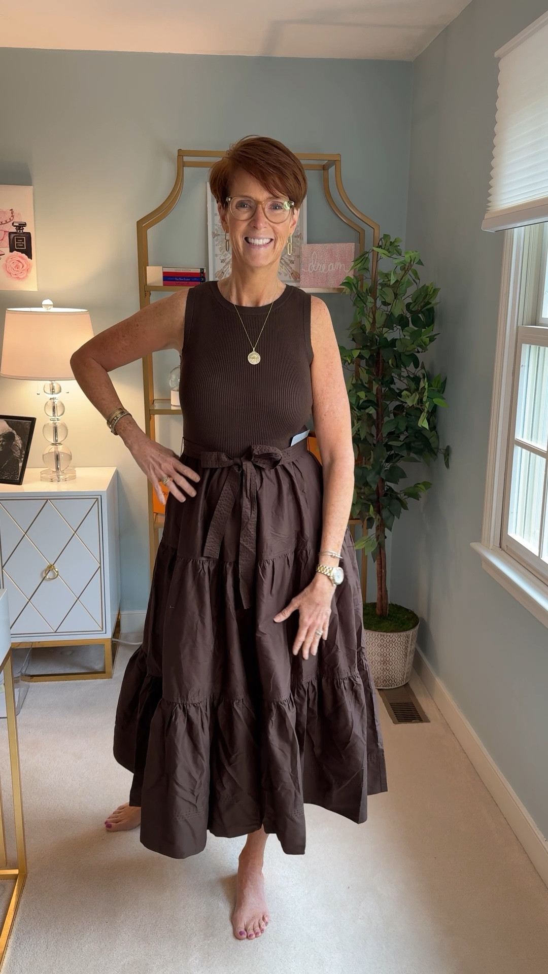 New in from Nordstrom. I love this new dress by Moon River. Ribbed knit on top with a poplin tiered skirt in the beautiful chocolate brown. This will be a great dress to transition into fall. True to size. I am wearing a medium.

For reference, I am 6’1”. I have a 36” inseam. I wear a medium in most tops, an 8 or a 10 in most bottoms, an 8 in most dresses, and a size 9 shoe. 

Over 50 fashion, tall fashion, workwear, everyday, timeless, Classic Outfits

#LTKStyleTip #LTKOver40 #LTKFindsUnder100