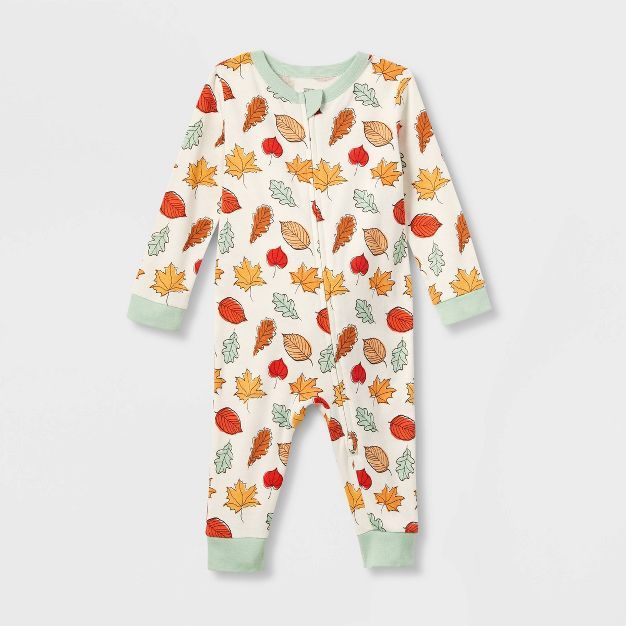 Baby Fall Leaf Print Matching Family Footed Pajama - Cream | Target