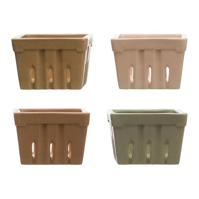 Creative Co-Op Square Stoneware Berry Baskets (Set of 4 Colors) | Walmart (US)