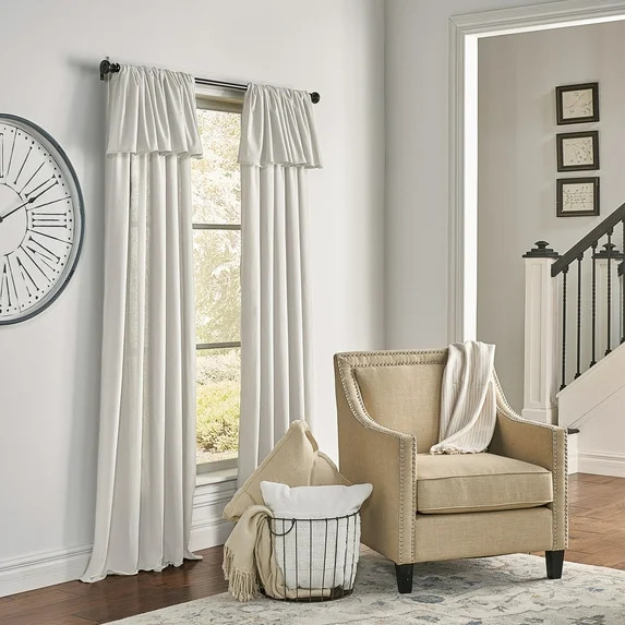 Mercantile Drop Cloth Light Filtering Ring Top Tab Farmhouse Curtain Panel with Valance Off White... | Walmart (US)