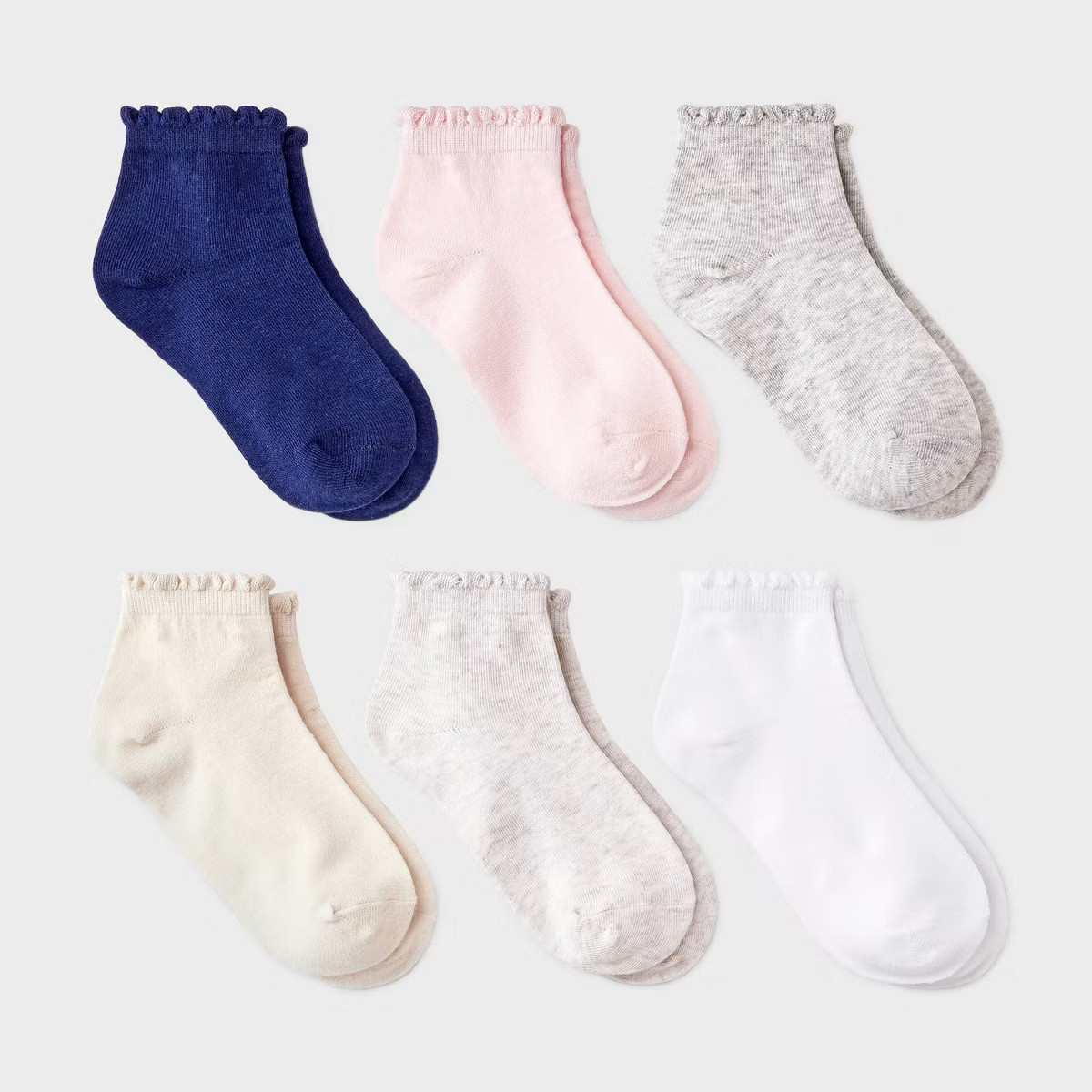 Girls' 6pk Scallop Ankle Socks - Cat & Jack™ | Target