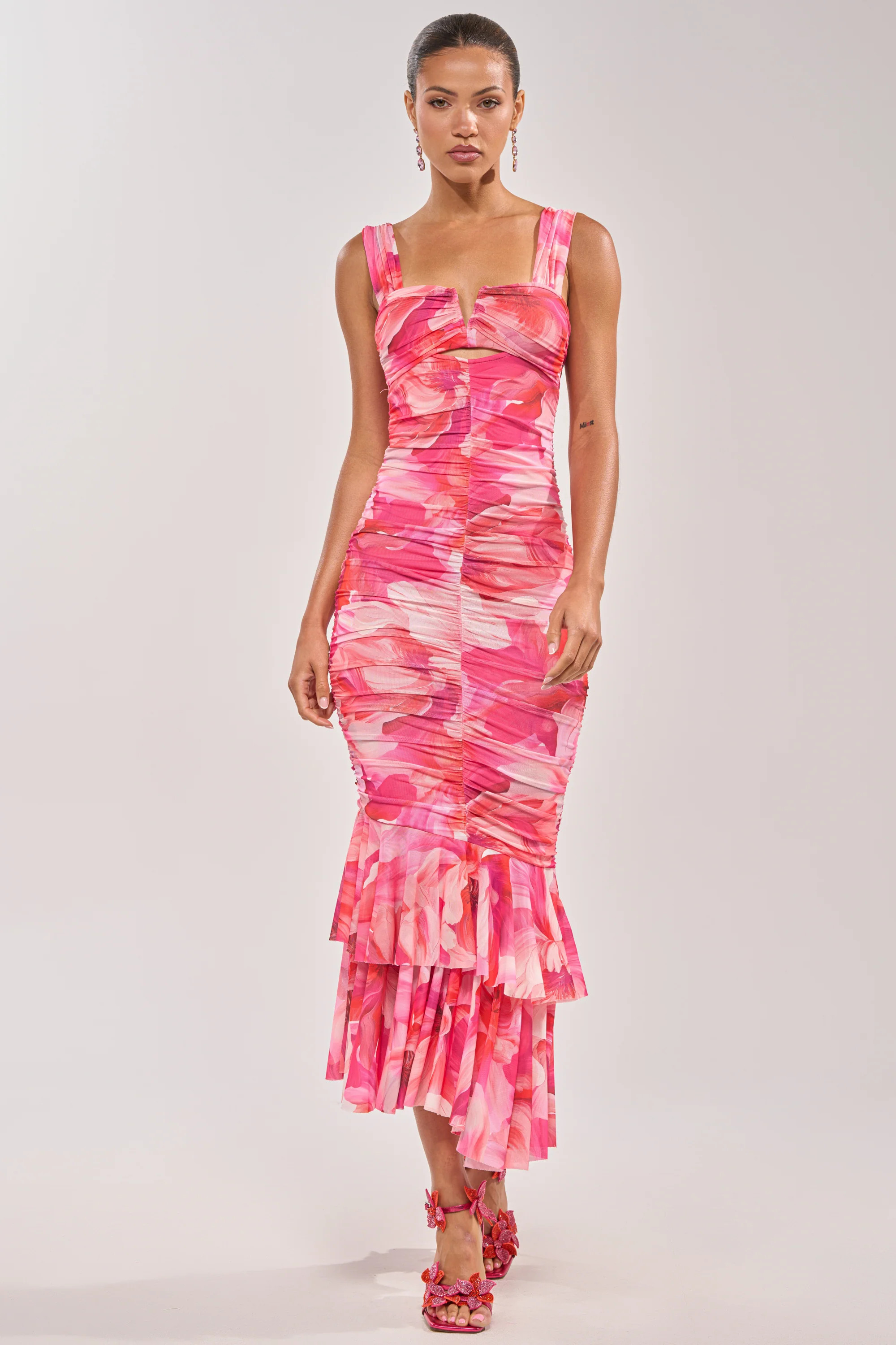 BODY LANGUAGE MESH MAXI DRESS IN PINK | AKIRA