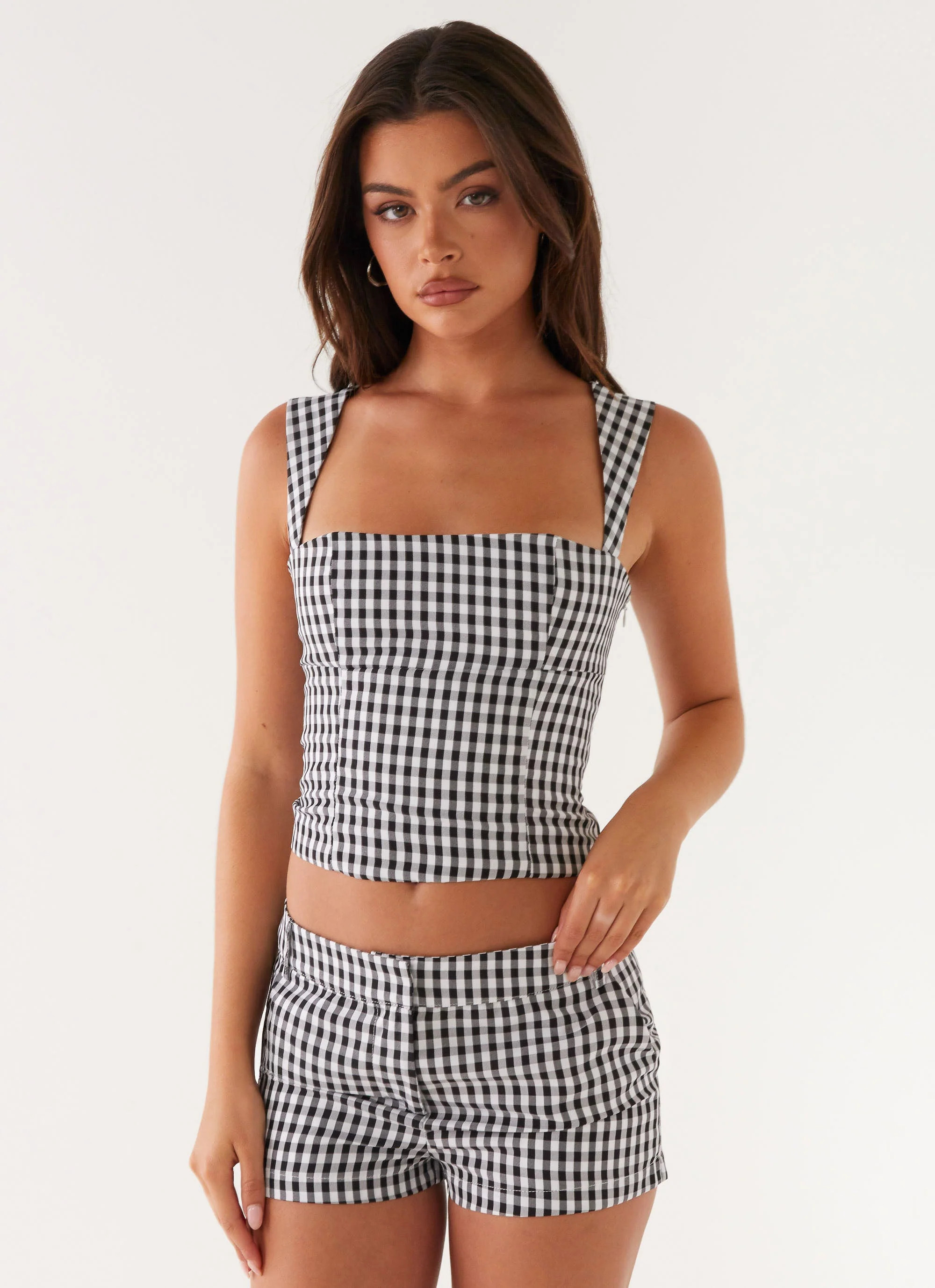 Clayton Tailored Shorts - Black Gingham | Peppermayo (Global)
