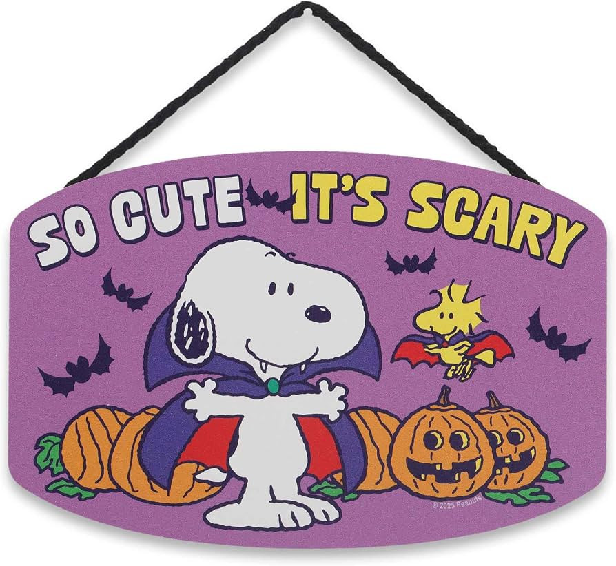 Peanuts Snoopy So Cute It's Scary Hanging Wood Wall Decor | Amazon (US)