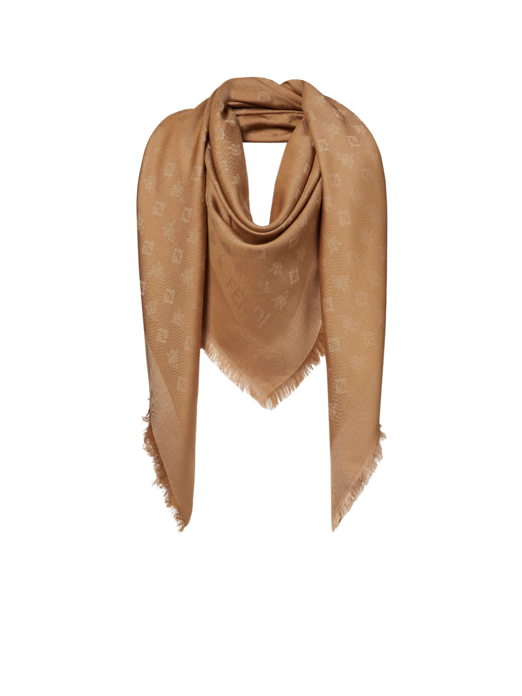 Fendi FF Jacquard Frayed-Edge Scarf | Senser US