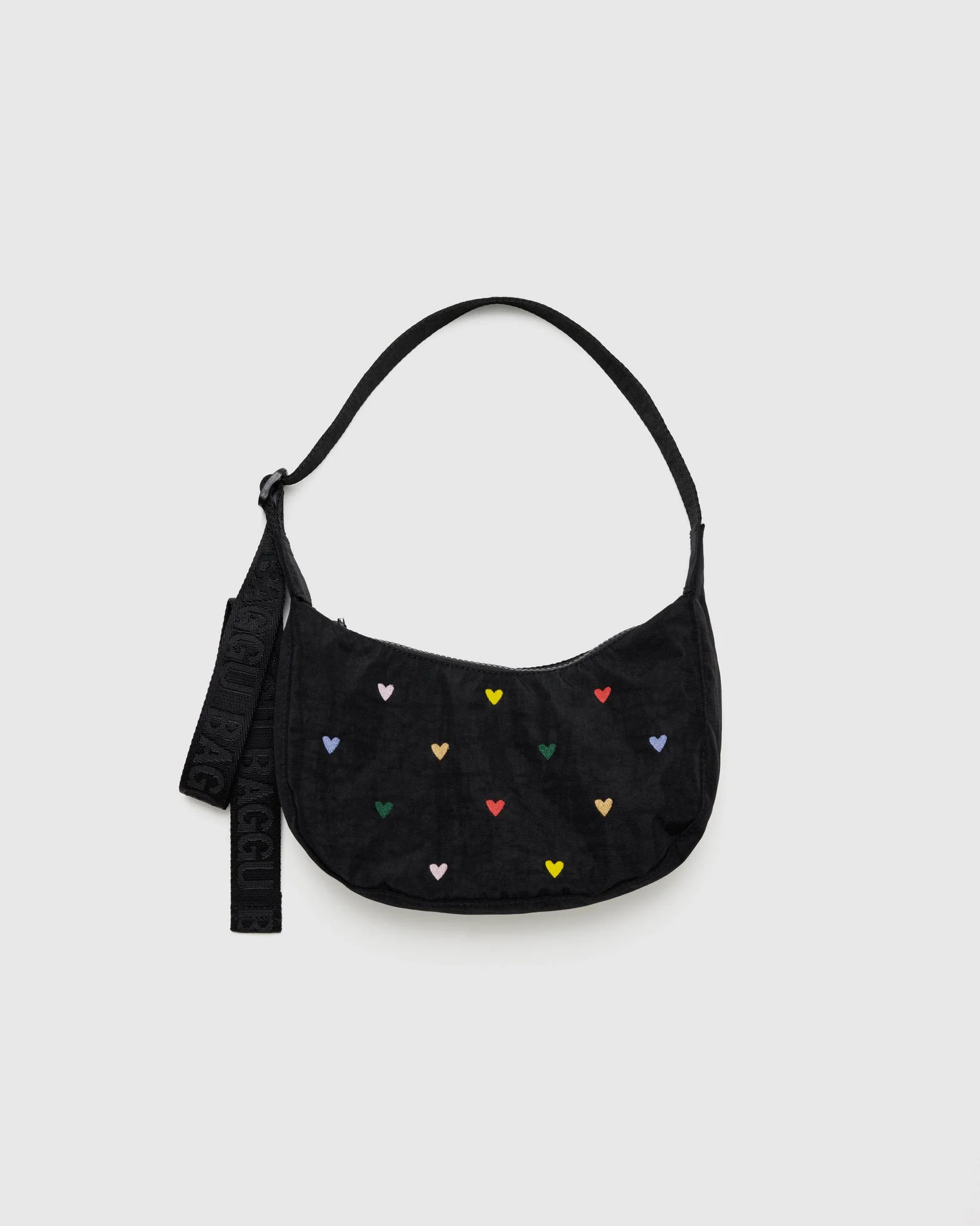 Small Nylon Crescent Bag : Embroidered Hearts - Baggu | BAGGU