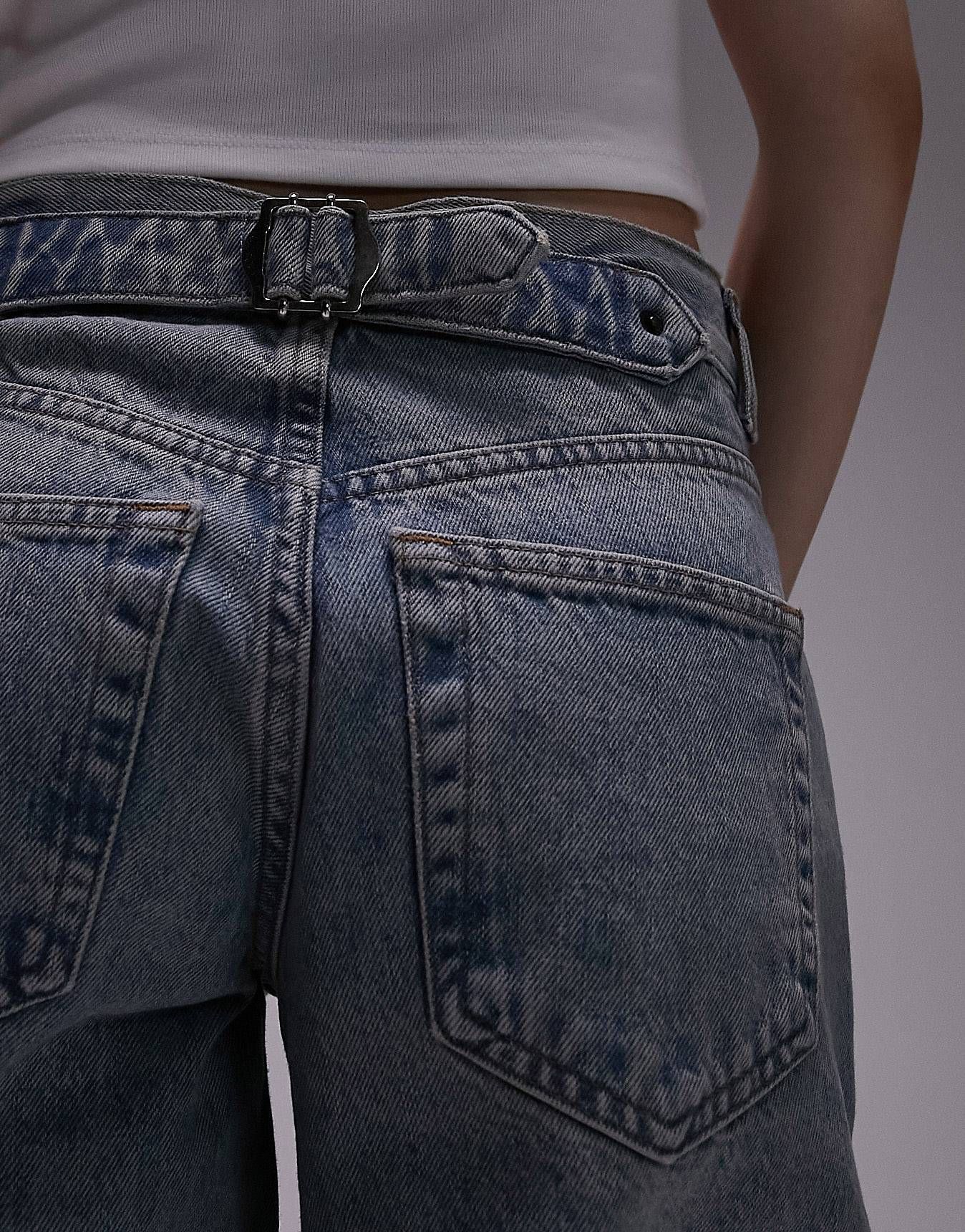 Topshop Petite cinch back jean in dirty bleach | ASOS | ASOS (Global)