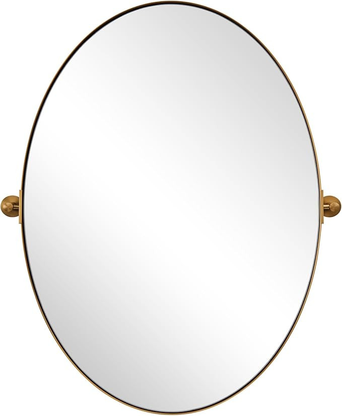 MOON MIRROR Gold Oval Pivot Mirror, Oval Gold Vanity Mirror for Wall, Oval Mirror for Bathroom, G... | Amazon (US)