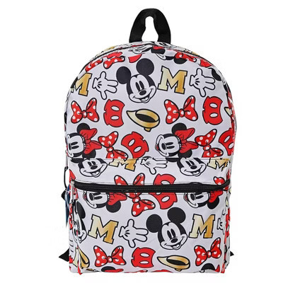 Disney Mickey Minnie Mouse All Over Print 16" Backpack w/ Front Pocket White | Target