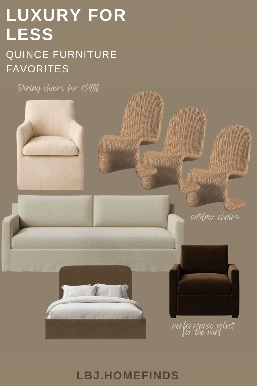 Luxury for less is kinda my thing 🤎
These Quince furniture finds give serious designer vibes without the designer price tag.

✨ Dining chairs under $400
✨ Performance velvet that actually lasts
✨ Neutral sofas, beds + accent chairs that feel high-end
✨ Timeless pieces you won’t get tired of

If you love warm neutrals, modern organic style, and quality basics that last, this edit is for you.
Tap to shop my Quince furniture favorites and save big on elevated home staples.


#LTKdayinmylife #LTKHome #LTKSaleAlert