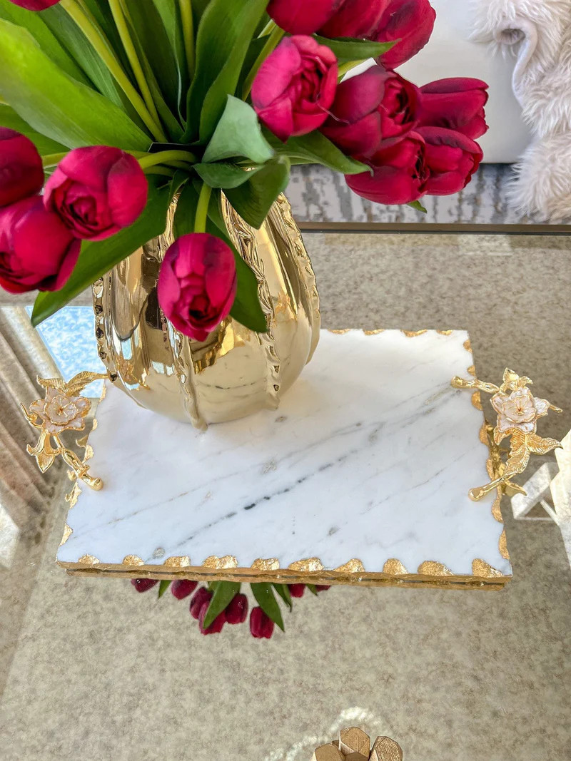 Large Marble Tray from The Celine Flower Collection | Inspire Me! Home Decor