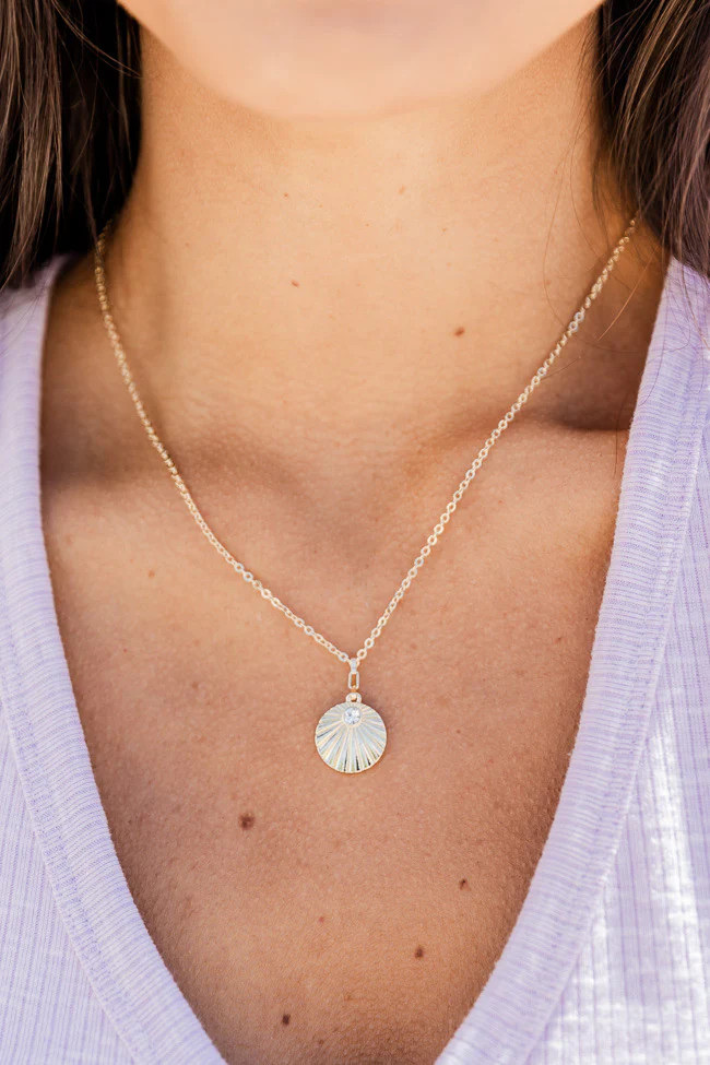 Greatest Opportunity Gold Circle Pendant Necklace | Pink Lily