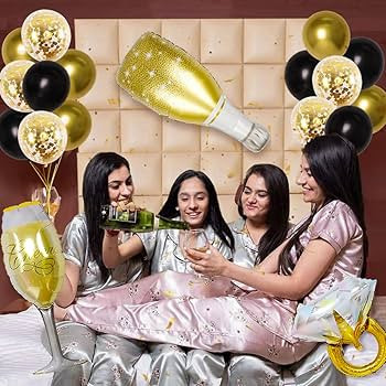 Blackout on Bourbon Mardi Gras Bachelorette Party Decorations - Black and Gold Bridal Shower Nola... | Amazon (US)