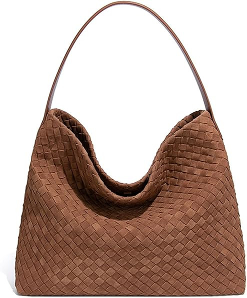 Women's Woven Shoulder Bag Handbags PU Leather Tote Bag Top-handle Shoulder Bag Soft Vegan Undera... | Amazon (US)
