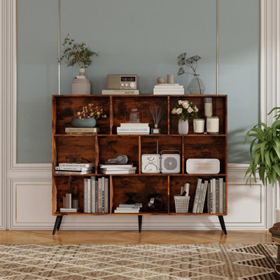 10 Cube Bookshelf, Wooden 3 Tier Open Shelf Bookcase ,  for Home Office, Living Room, Bedroom, brown 140*24*111cm | Target