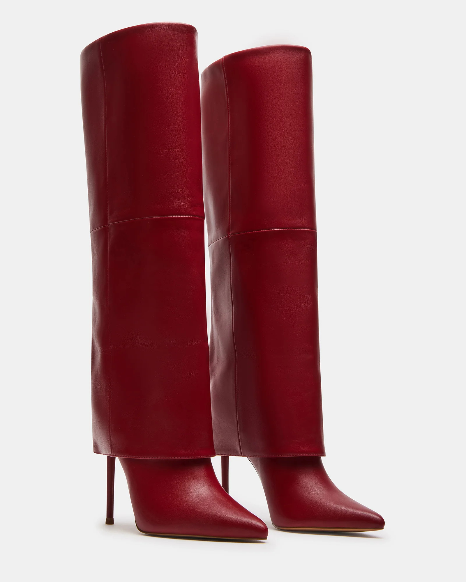 SMITH Red Leather Women's Cuffed Stiletto Boot | Steve Madden (US)