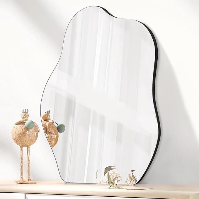 Irregular Silver Hanging Wall Mirror Frameless Modern Asymmetrical Mirrors for Wall Artistic Deco... | Amazon (US)