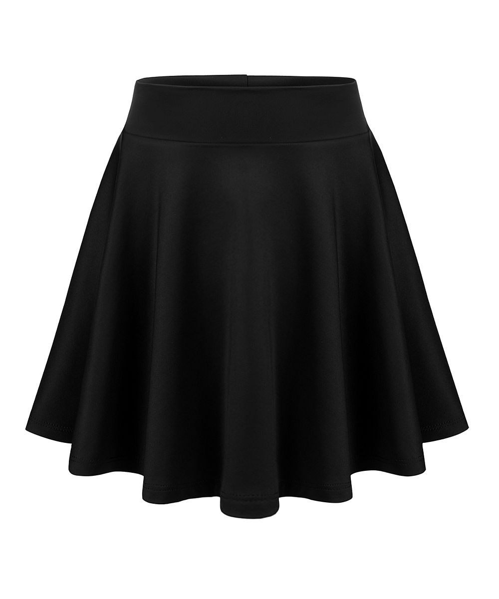 B+B Women's Casual Skirts BLACK - Black High-Waist Skater Skirt | Zulily