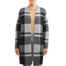 Time and Tru Women's Double Knit Plaid Cardigan | Walmart (US)
