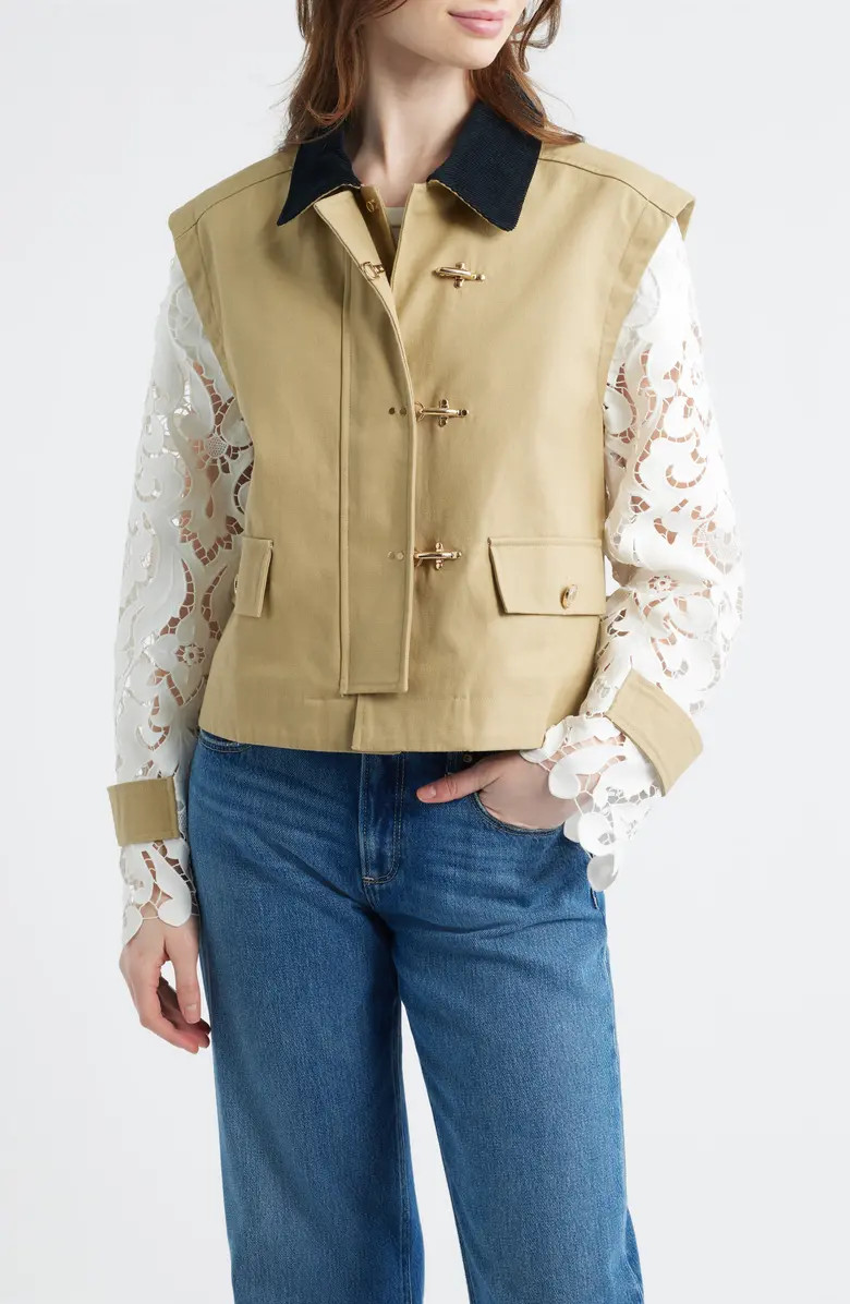 The Clarisse Lace Sleeve Barn Jacket | Nordstrom