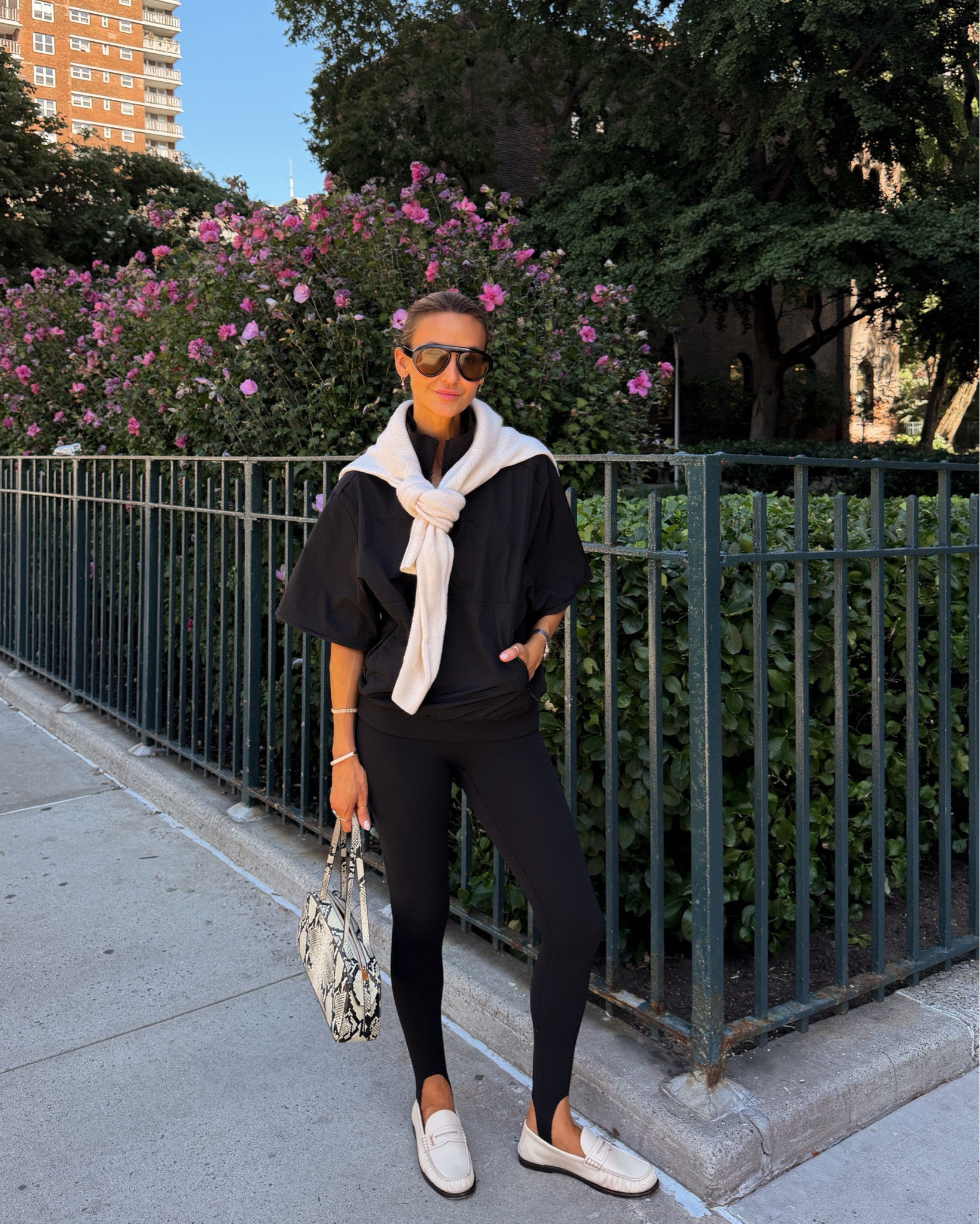 The short sleeve half zip jacket is the most unique piece, I love wearing a pullover and layering with a cashmere crewneck. Paired mine with the stirrup leggings you can dress up or down! 
Size xs on leggings, small on jacket and xs on cashmere crewneck

#LTKootd #LTKActive #LTKmomlife