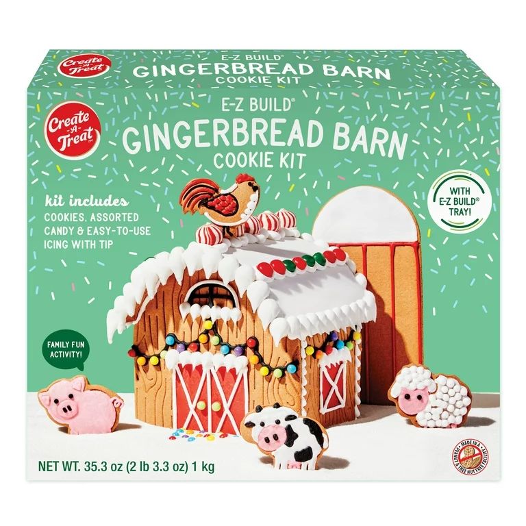 Holiday Create A Treat Gingerbread Barn Cookie Kit, 35.3 oz | Walmart (US)