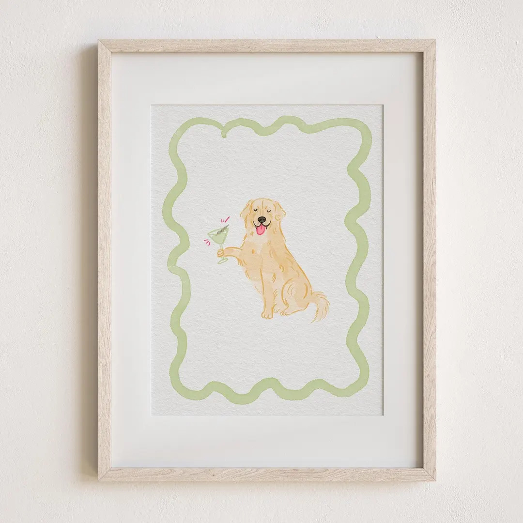 Custom Pet Drawing Holding Martini Glass Dog or Cat Portrait for Cocktail Wedding Napkins and Sig... | Etsy (US)