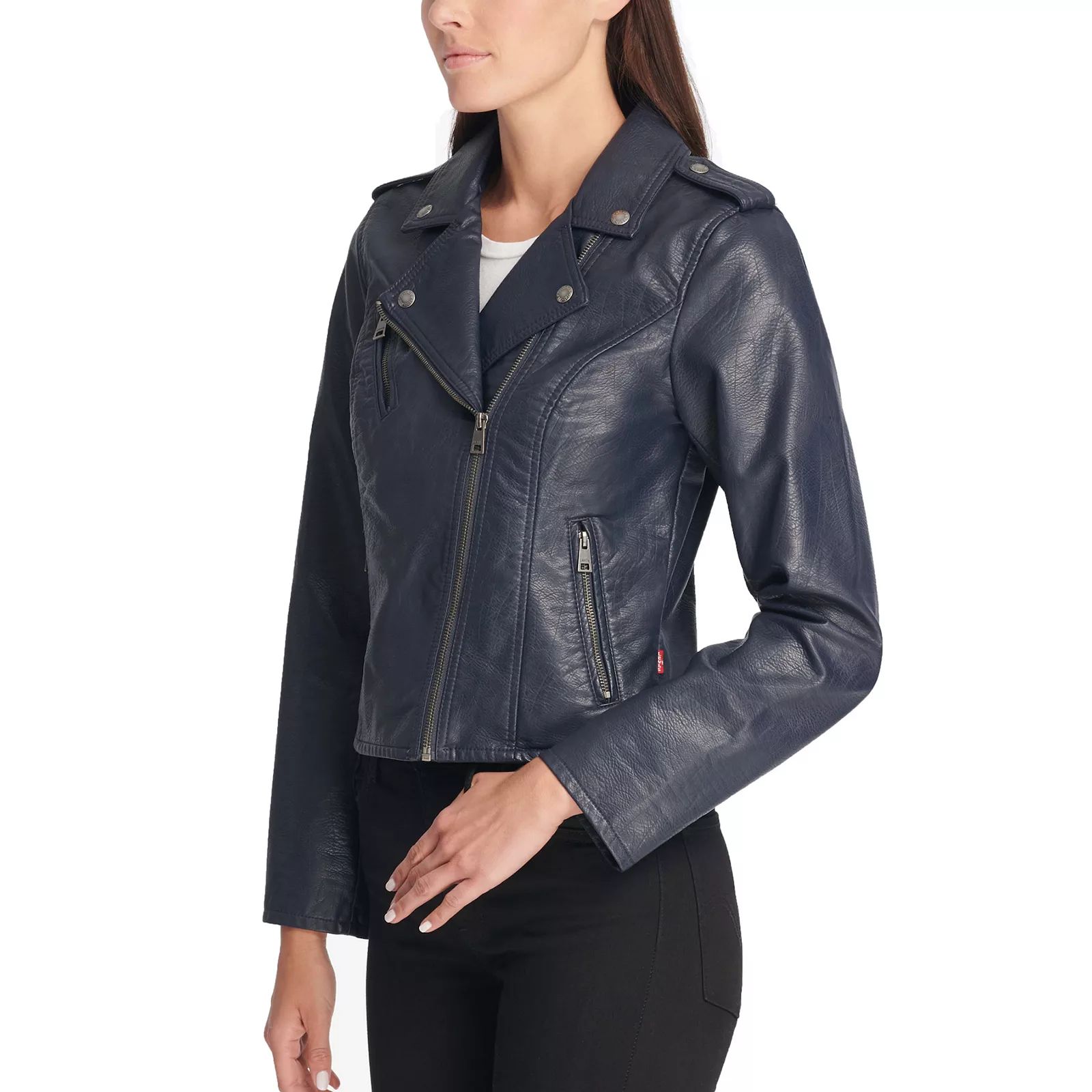 Women's Levi's Classic Faux-Leather Motorcycle Jacket, Size: XXL, Blue | Kohl's