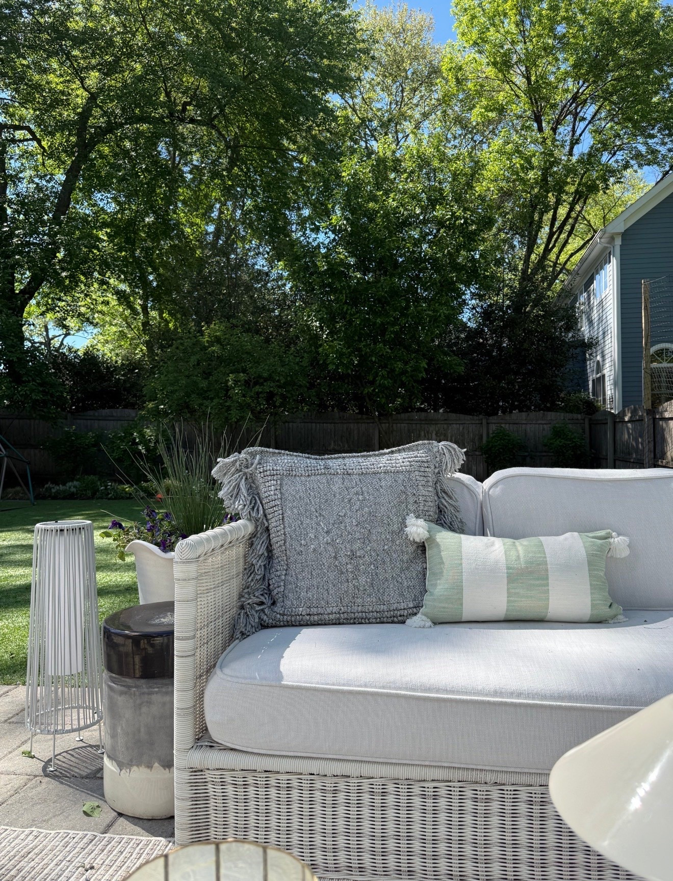 This little patio corner feels so cozy and elevated for summer nights outside. I love mixing soft neutral cushions, woven textures, and subtle outdoor lighting to create a backyard space that feels relaxed, timeless, and inviting all season long. Outdoor patio decor, Neutral backyard inspiration, Cozy outdoor seating, Woven patio furniture, Outdoor styling ideas, Summer backyard refresh, Coastal outdoor decor, Patio lighting inspiration, Luxury outdoor living, Outdoor entertaining space, Backyard oasis decor, Girl on the Hudson

#LTKSeasonal #LTKHome