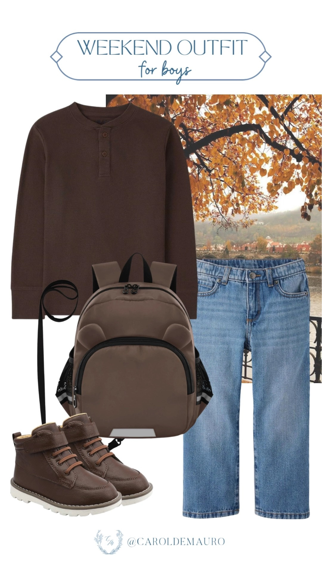 Such an easy weekend look! The brown henley and bear ear backpack make this outfit as cute as it is comfortable.

boys weekend outfit, kids fall fashion, toddler boy style, kids backpack, boys henley shirt, casual kids outfit, fall boys fashion, kids denim

#LTKootd #LTKSeasonal #LTKKids