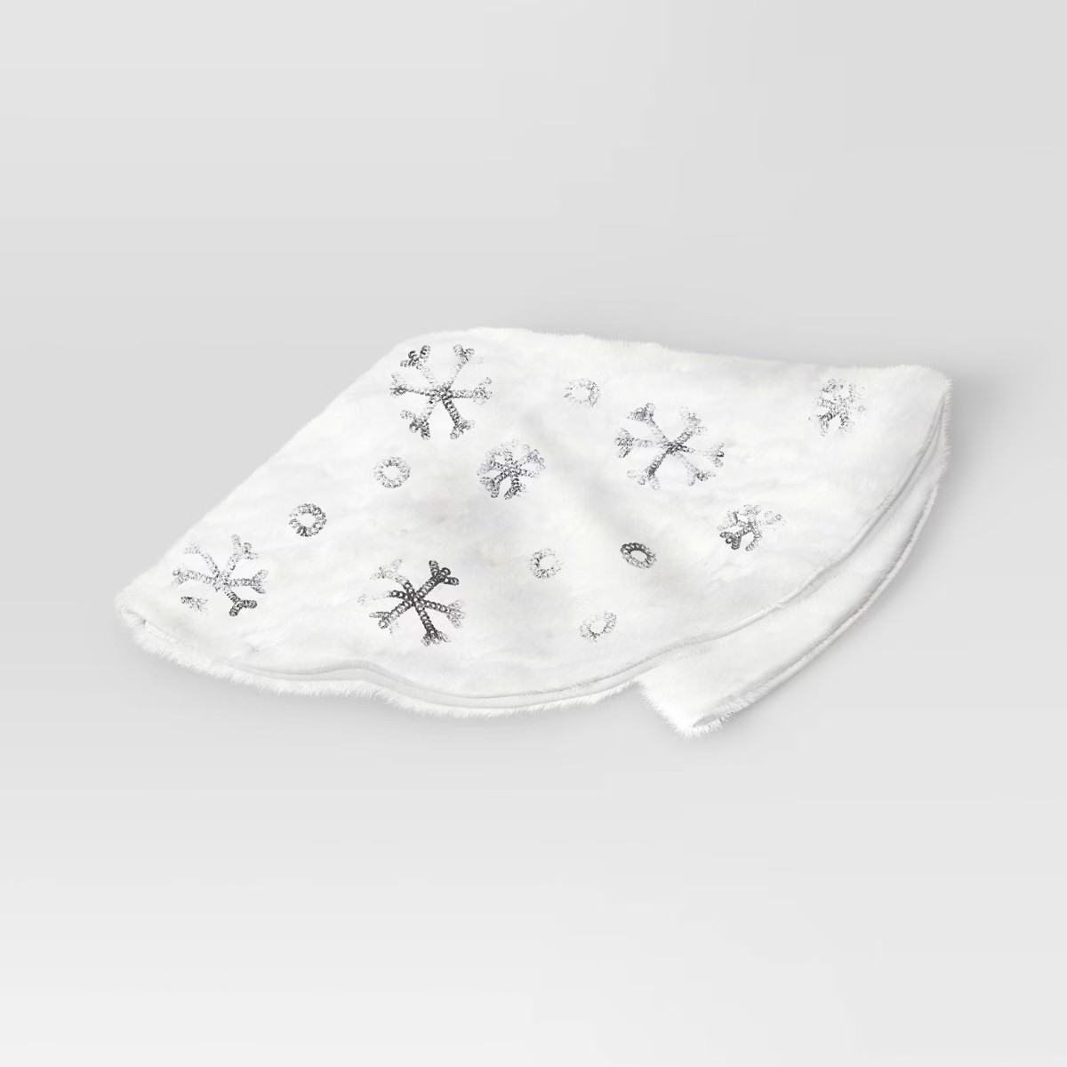 16" Faux Fur Mini Christmas Tree Skirt with Embroidered Sequin Snowflakes - Wondershop™ | Target