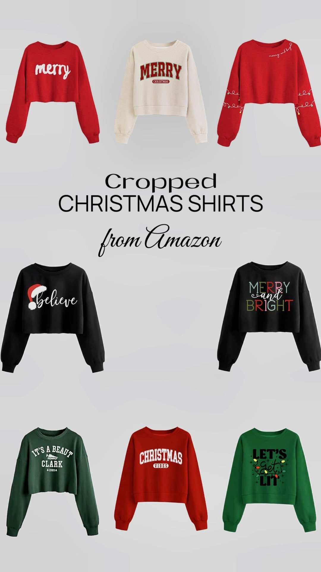 CROPPED Christmas shirts from Amazon! We love a crop over here. 😍

Christmas sweater
Sweatshirt 
Holiday 
Holiday party 

#LTKootd #LTKHoliday #LTKFindsUnder50