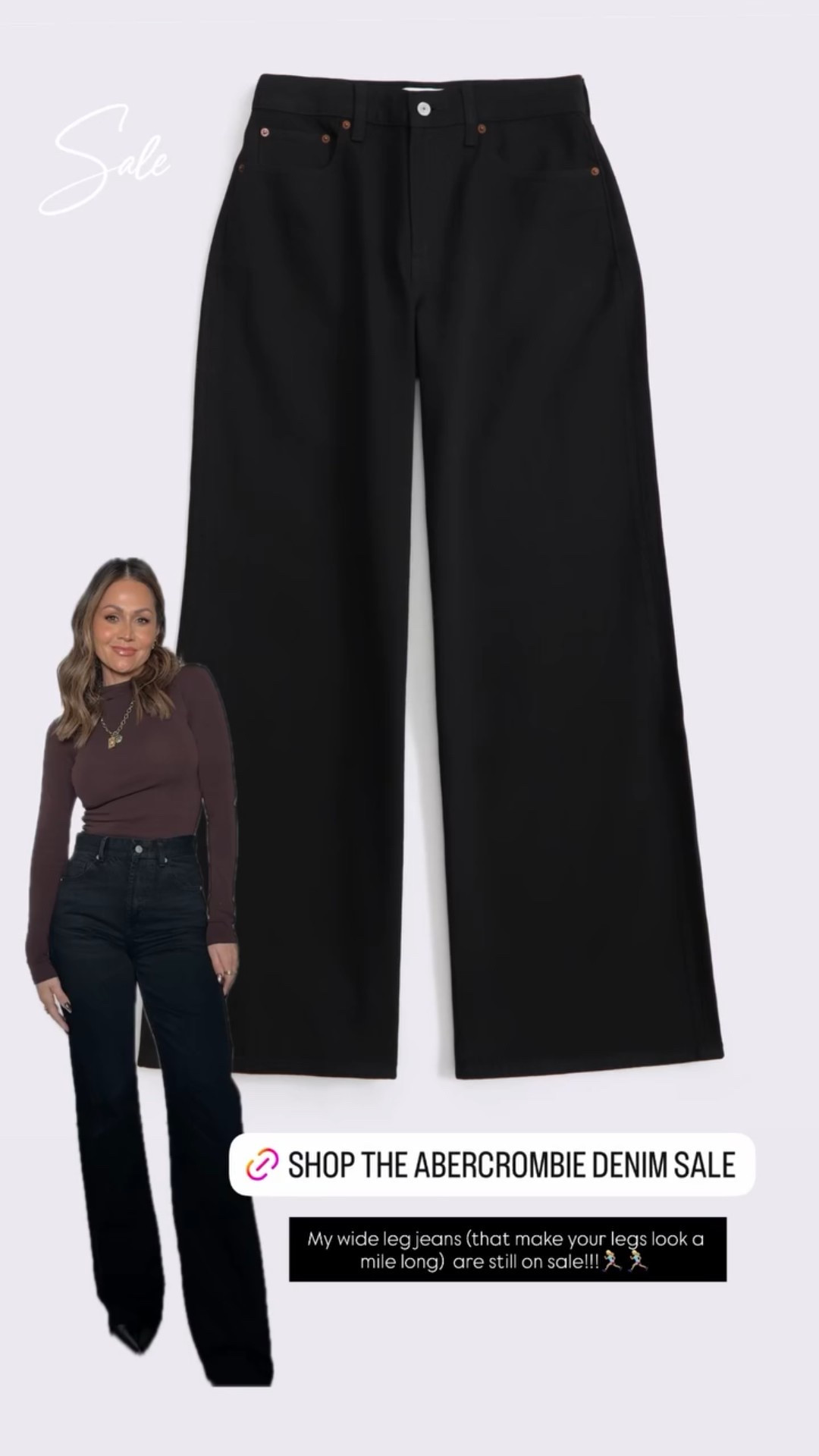 My wide leg jeans (that make your legs look a mile long)  are still on sale!!!🏃🏼‍♀️🏃🏼‍♀️@abercrombie

#LTKOver40 #LTKootd #LTKU