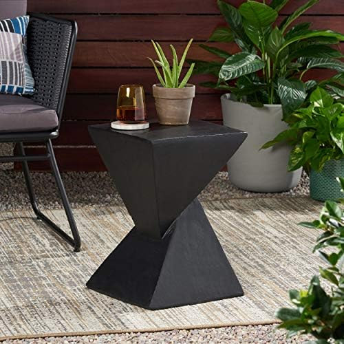 Christopher Knight Home 305832 Kajsa Outdoor Lightweight Concrete Accent Table, Black | Amazon (US)