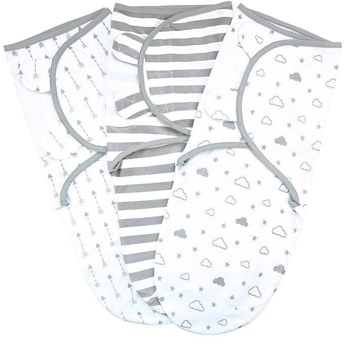 Baby Swaddle Blanket, Swaddle Wrap for Infant (0-3 Month), Adjustable Newborn Swaddle Set, 3-Pack... | Amazon (US)