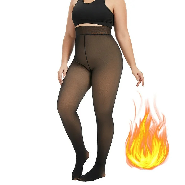 Fleece Lined Tights for Women, PUTUO Plus Size Tights, Sheer Leggings Fake Translucent Plus Size ... | Walmart (US)