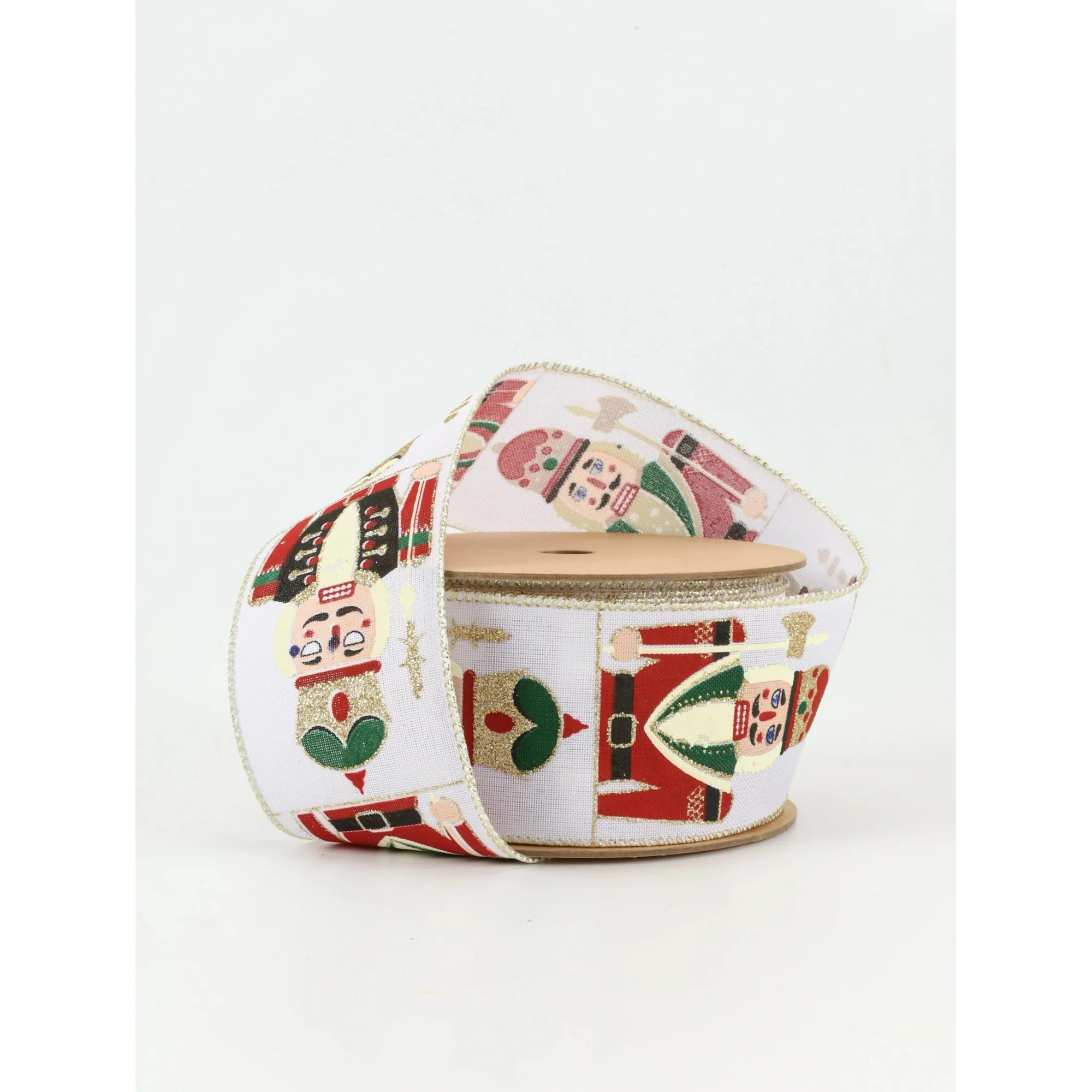 LaRibbons 2 1/2" Wired Ribbon | "Nutcracker" White/Multi | 10 Yard Roll | Walmart (US)