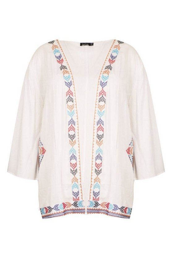 Plus Embroidered Tassel Kimono | Boohoo.com (US & CA)