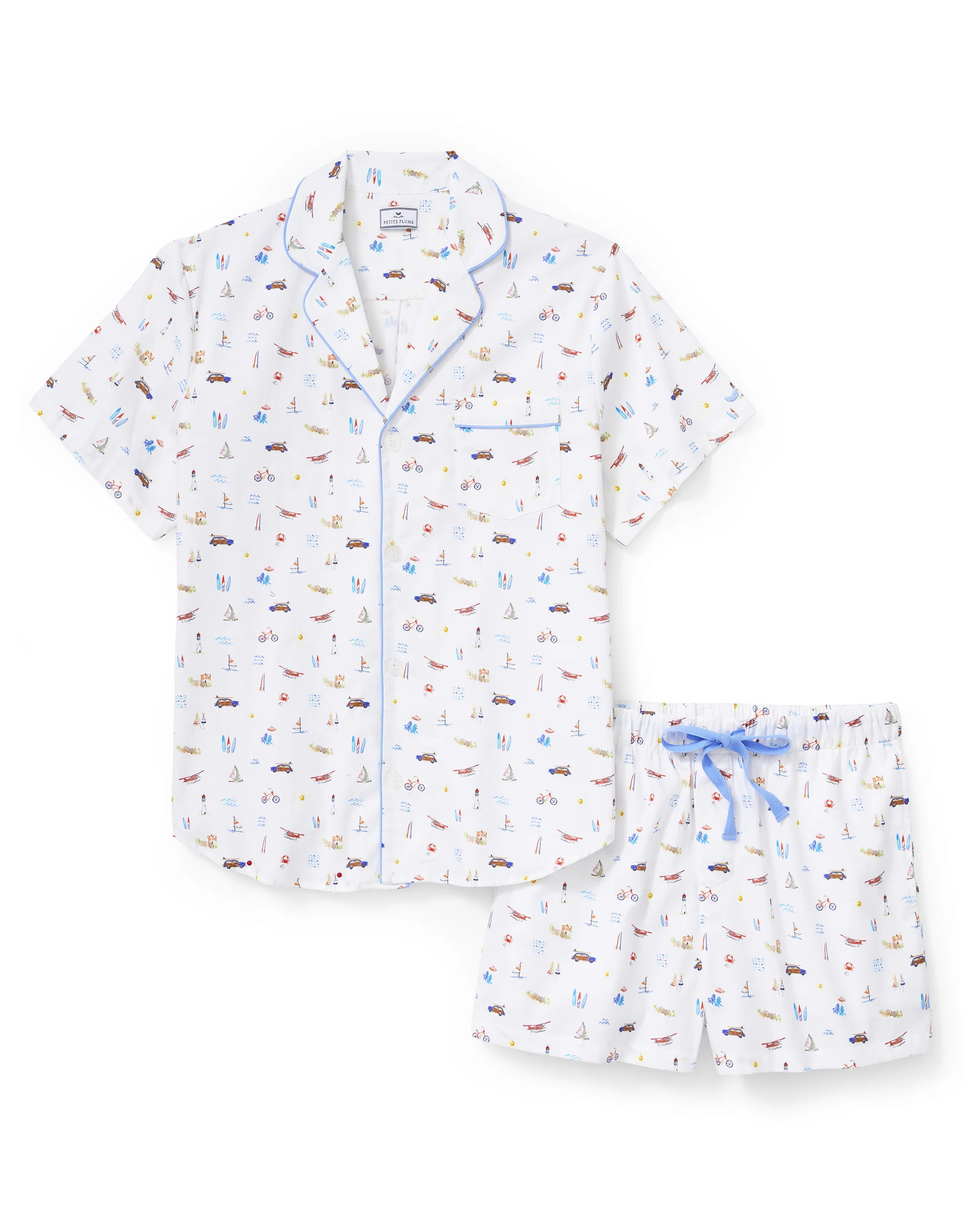Men's Twill Pajama Short Set in Summer Nostalgia | Petite Plume