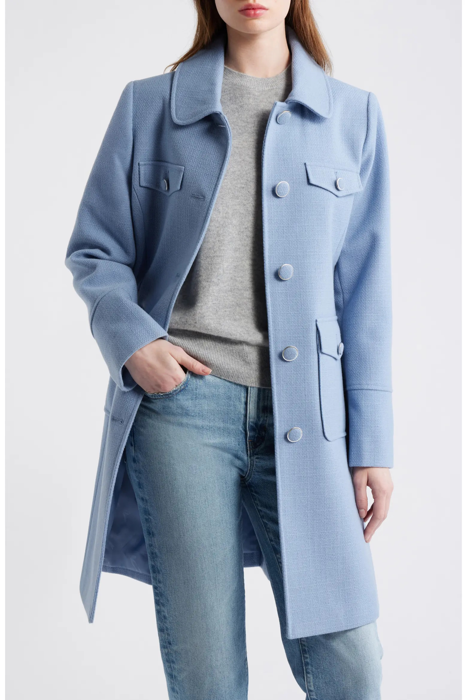 Textured Flap Pocket Coat (Women) | Nordstrom | Nordstrom