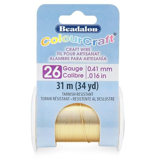 Beadalon ColourCraft Wire, 26 Gauge / 0.41 mm, Brass Light Color, 31 m / 34 yd Spool | Amazon (US)