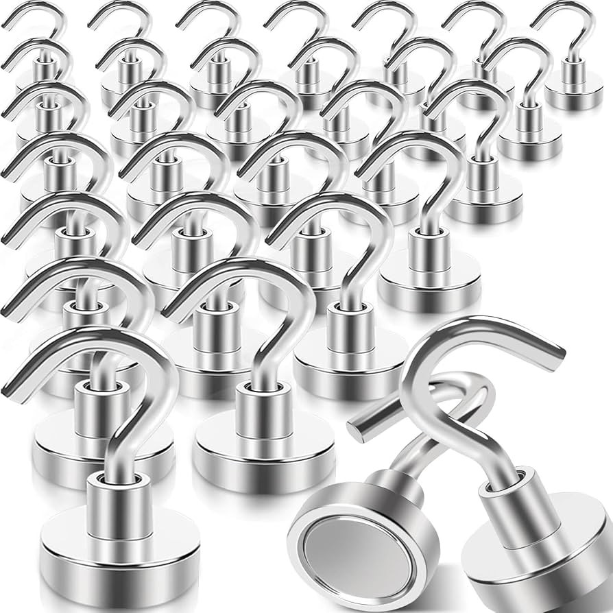 30Pcs Super Strong Magnetic Hooks, 25lbs Magnetic Hook Heavy Duty for Hanging, Rare Earth Neodymi... | Amazon (US)