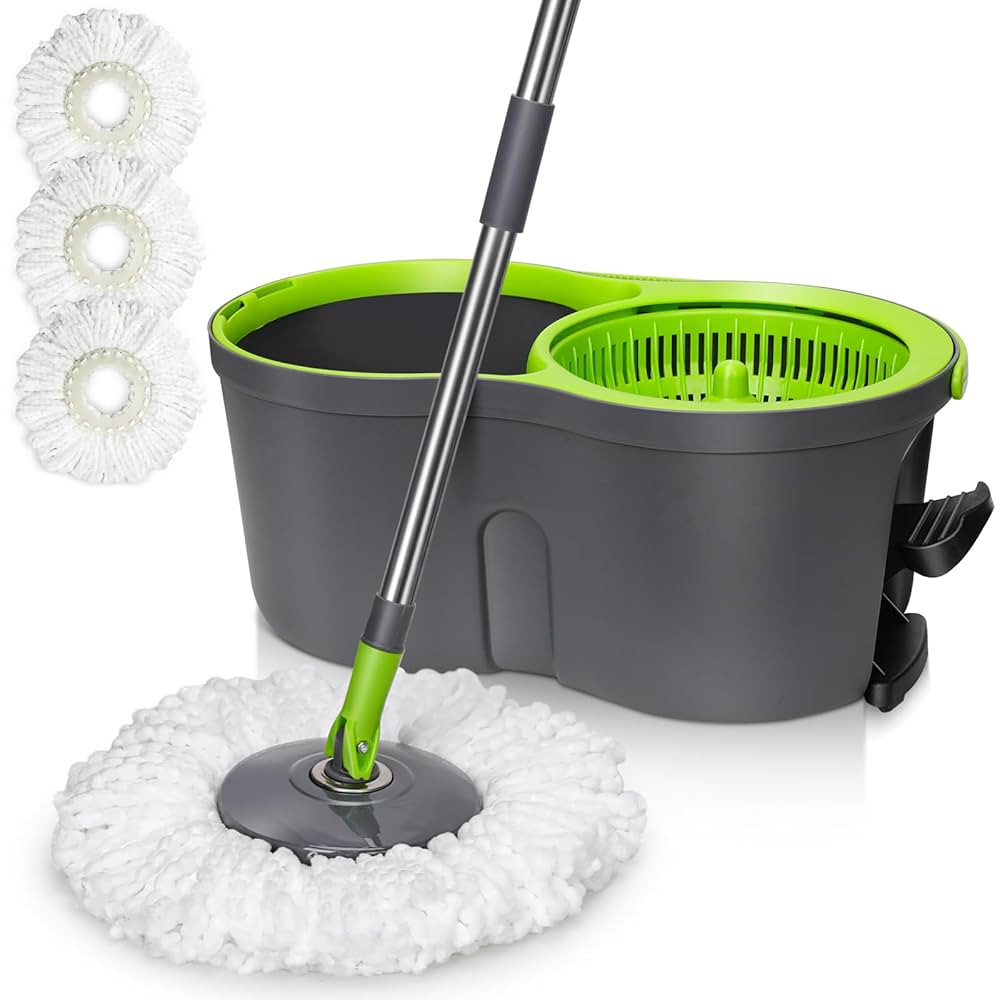 Spin Mop Bucket System,Masthome Pedal Spin Mop and Bucket with Wringer Set,EasyWring Microfiber M... | Amazon (US)
