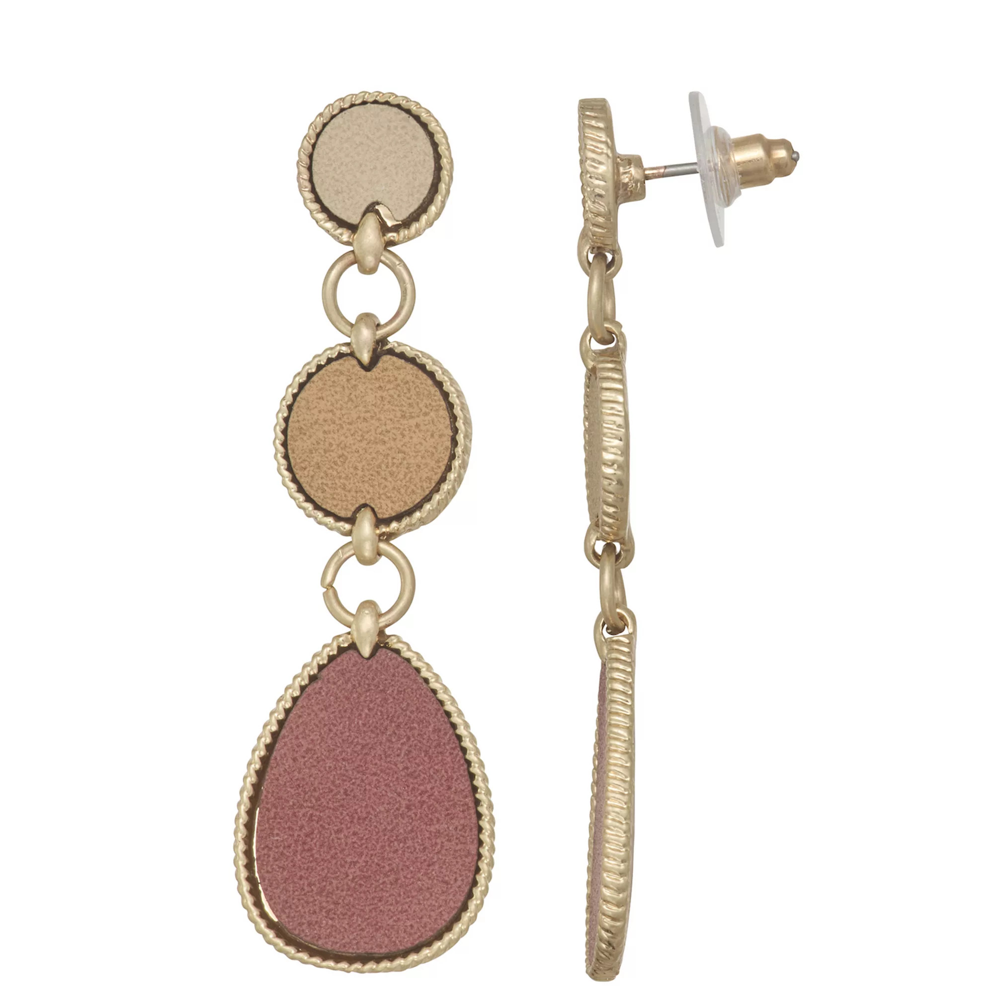 Emberly Gold Tone Tricolor Linear Earrings | Kohl's